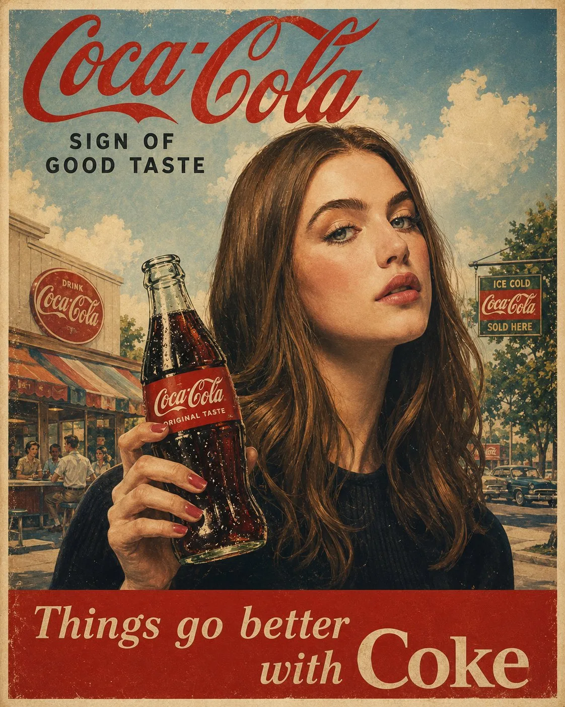 โปสเตอร์โฆษณา Coca-Cola สไตล์วินเทจยุค 60s 1