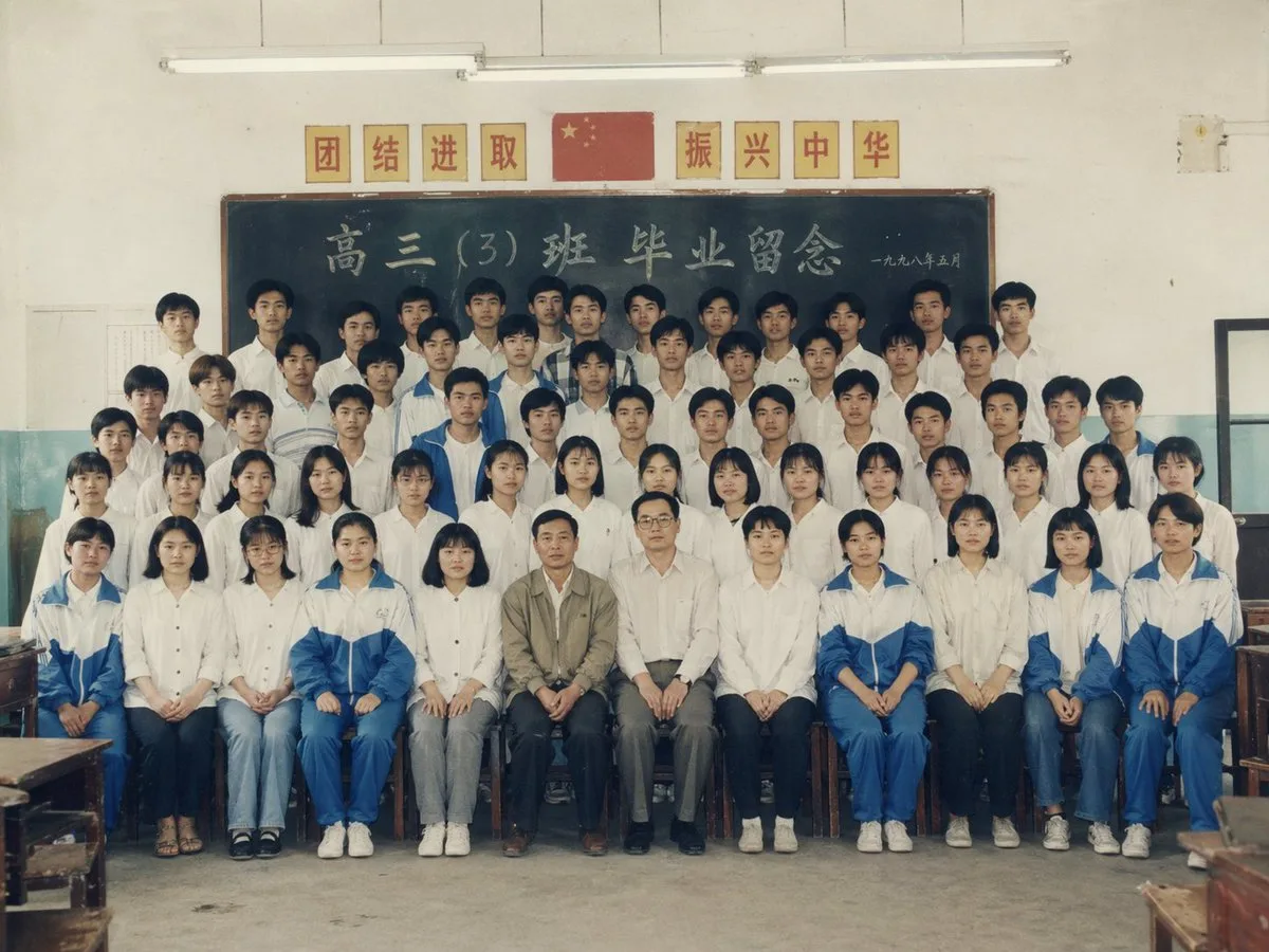 ภาพถ่ายจบการศึกษาในห้องเรียนมัธยมจีนยุค 90 1