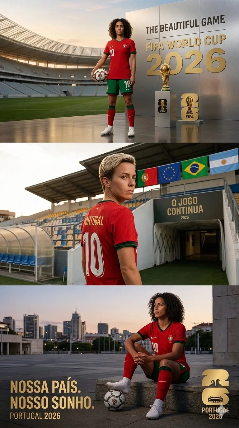 โปสเตอร์บอลโลกหญิงโปรตุเกส 2026: 3 ช่อง 1