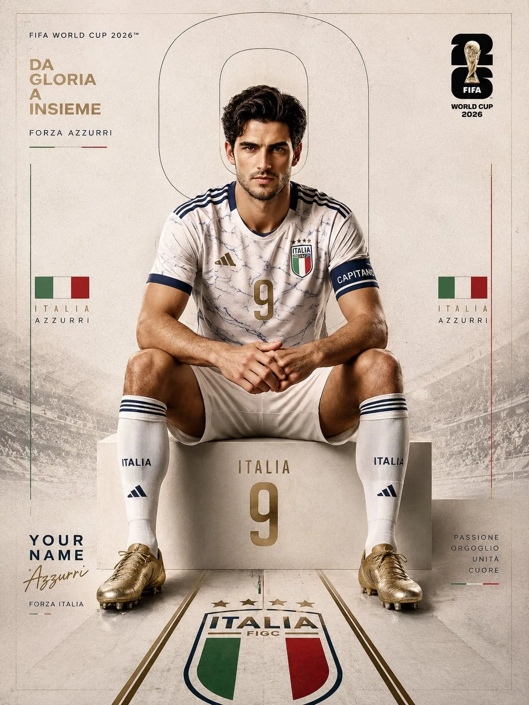 โปสเตอร์รูปนักฟุตบอลโลก 2026 สไตล์ภาพวาดกีฬา 1