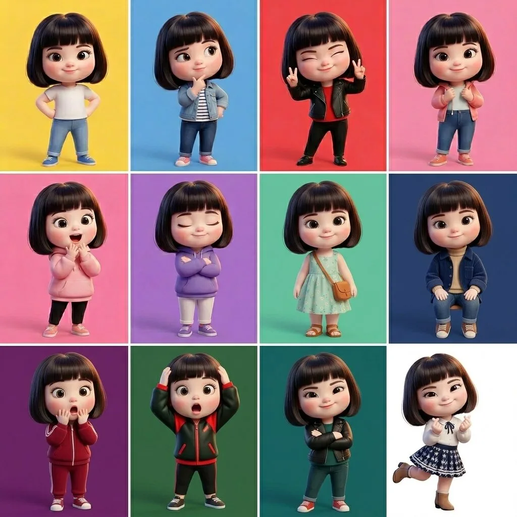 สาวน้อย 3D สไตล์ตุ๊กตา: 6 ลุค 6 อารมณ์ 1
