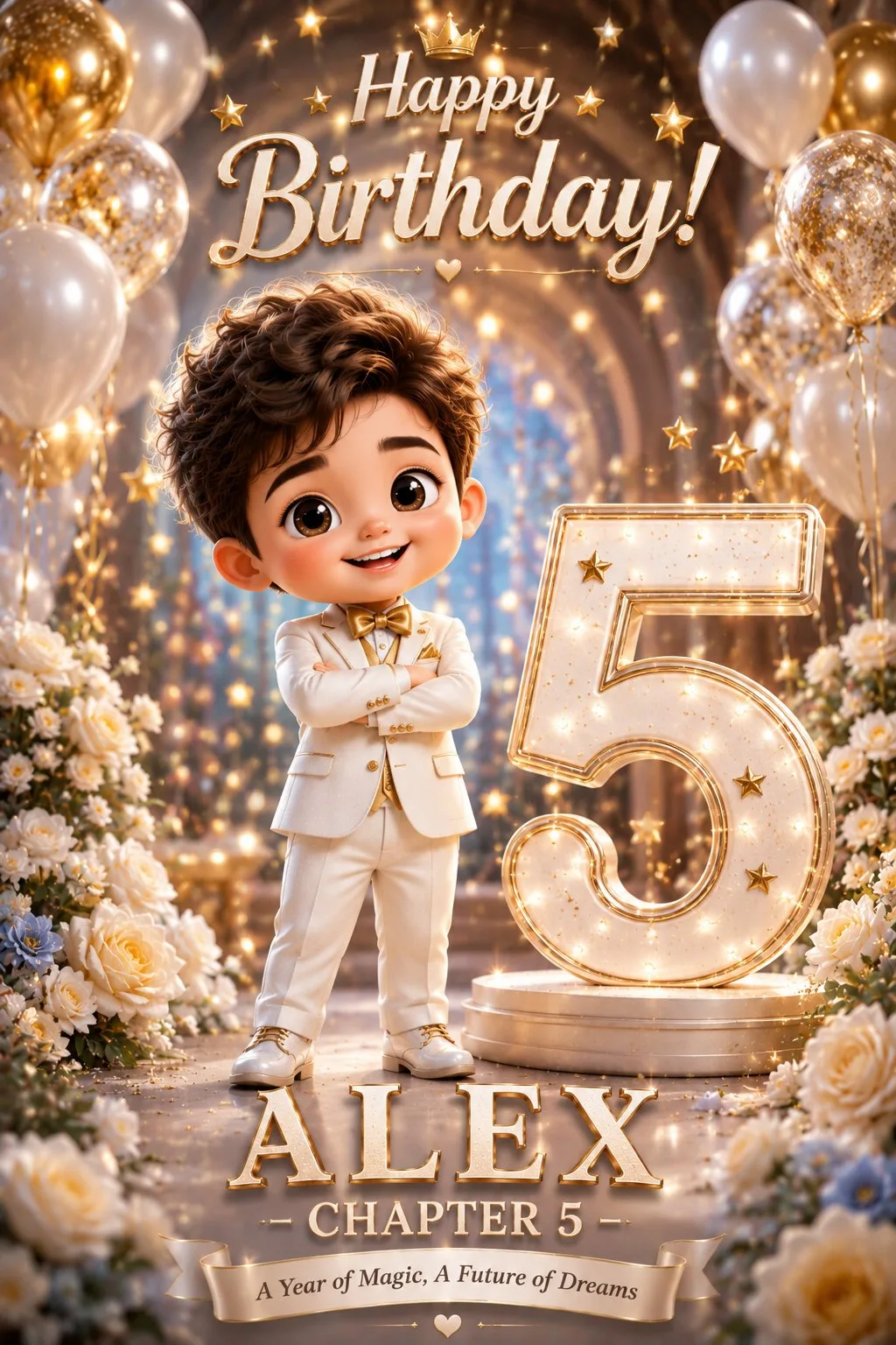 โปสเตอร์วันเกิดตัวละครจิบิสุดน่ารัก สไตล์ดิสนีย์ 2