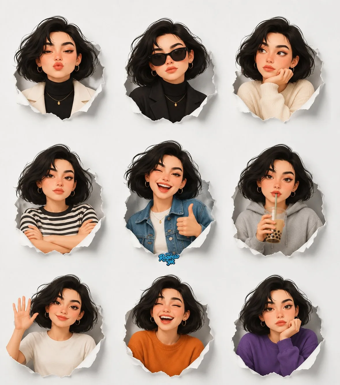 สติ๊กเกอร์ 3D สาวน้อยน่ารักสไตล์ Pixar 1