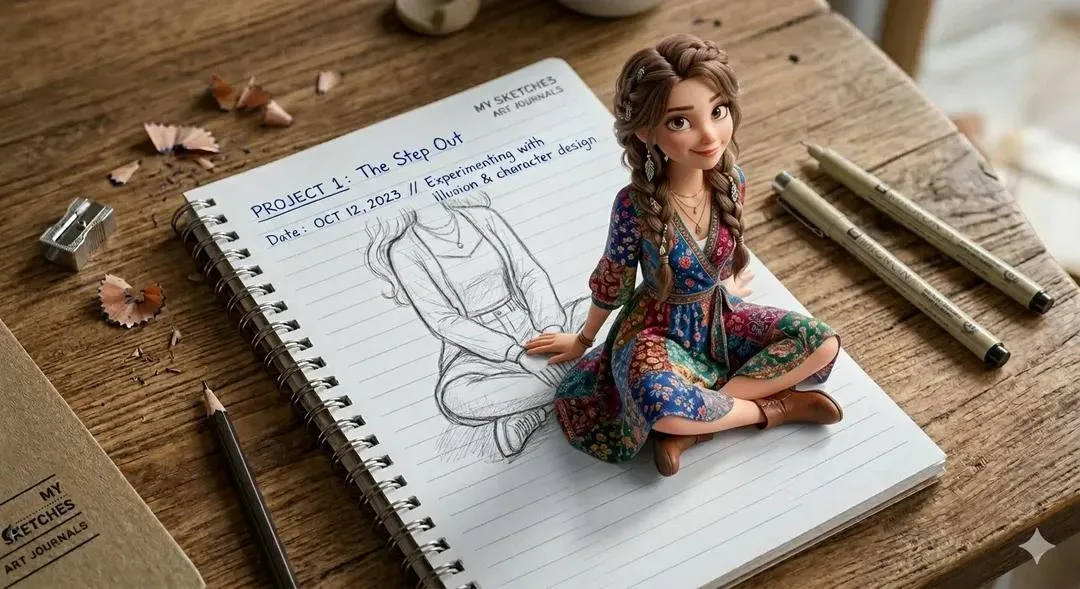 สาว 3D เสมือนจริง ก้าวออกมาจากสมุดโน้ต 1