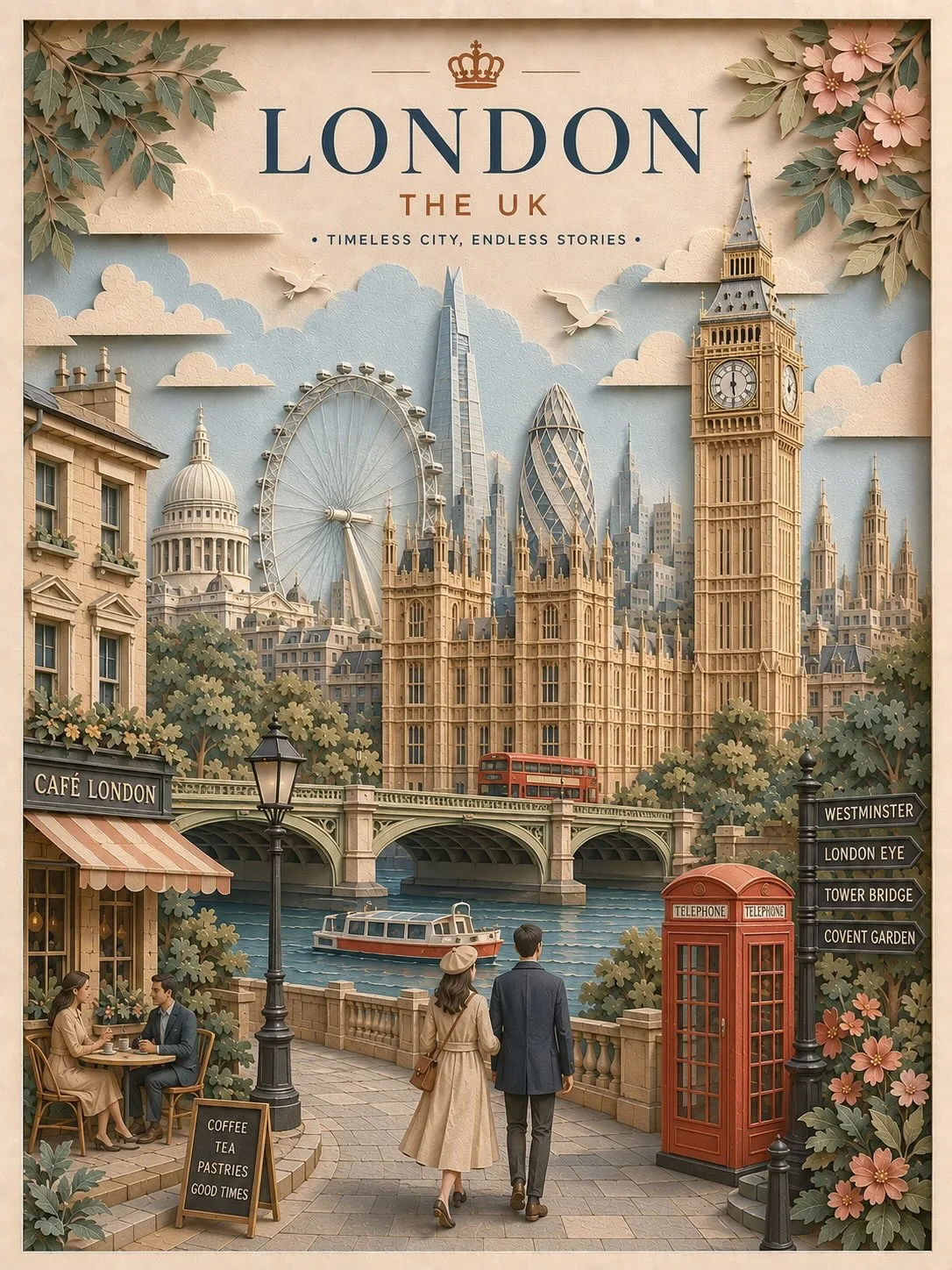 โปสเตอร์ท่องเที่ยวแบบคัตเอาท์ 3D สไตล์กระดาษซ้อนชั้น 2
