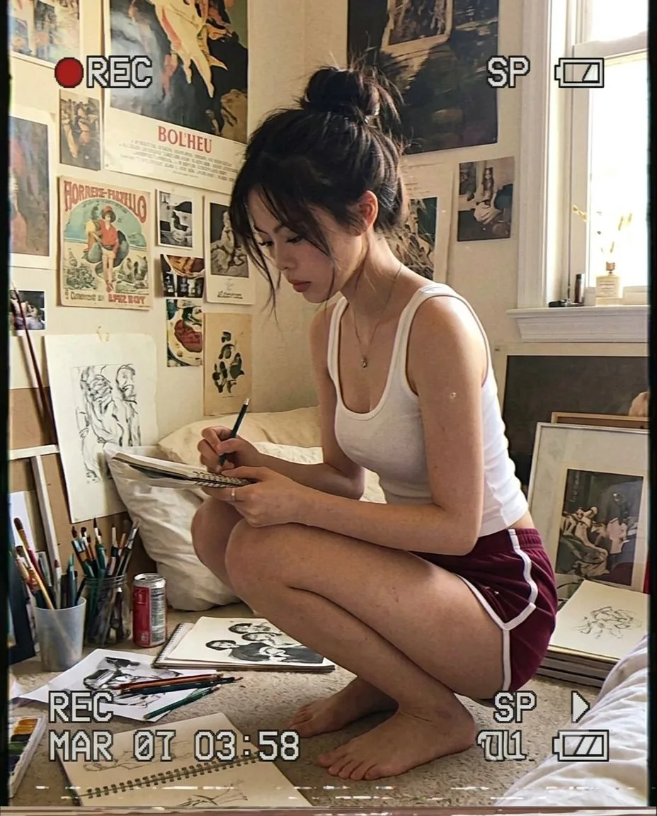 สตูดิโอศิลปะในห้องนอนฟิล์มวิดีโอ 90s 1