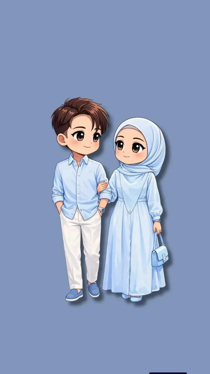 คู่รักมุสลิมจิบิสไตล์มินิมอล | น่ารักสดใส 1