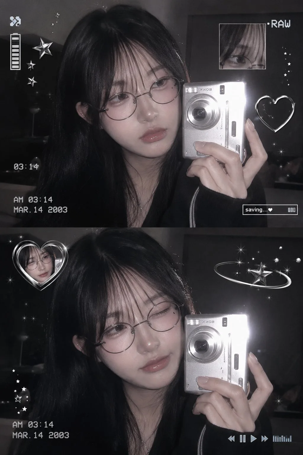 สาว Y2K เกาหลีเซลฟี่กล้องดิจิทัลสไตล์ Retro 1