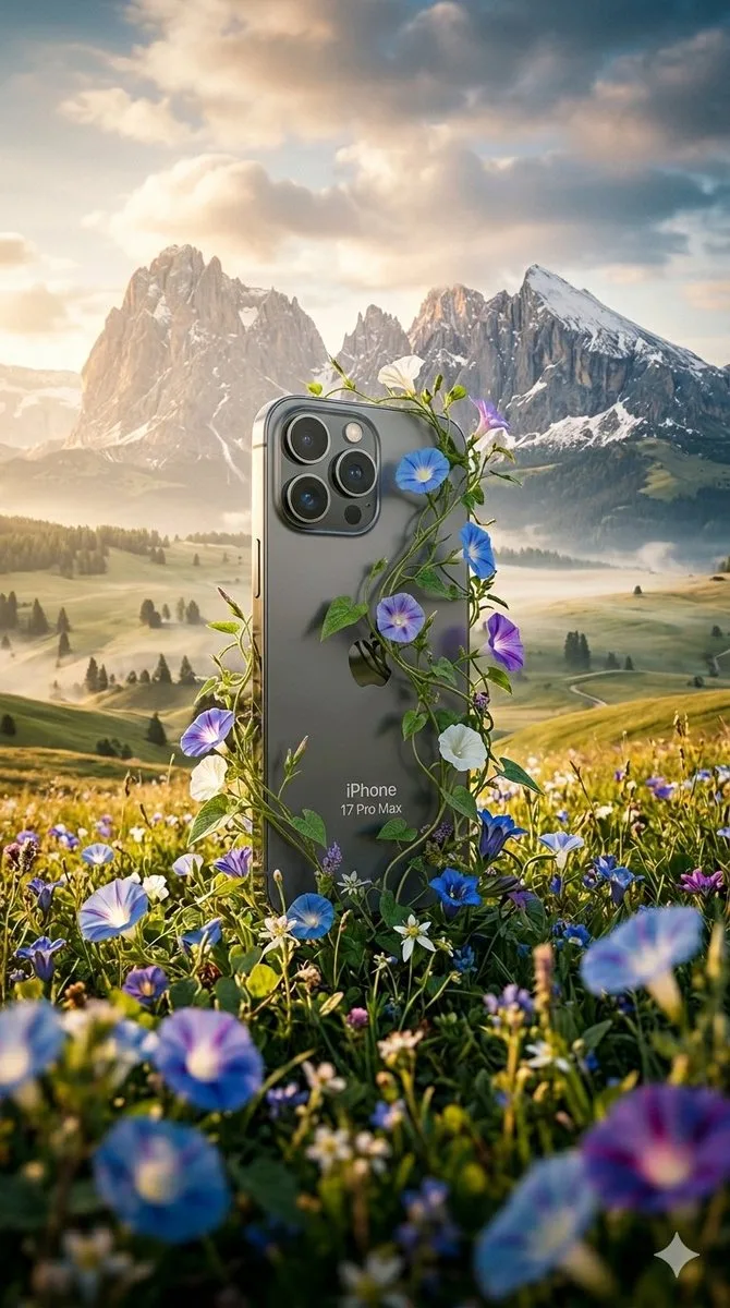 โปสเตอร์ iPhone Air ในทุ่งหญ้าอัลไพน์ 1