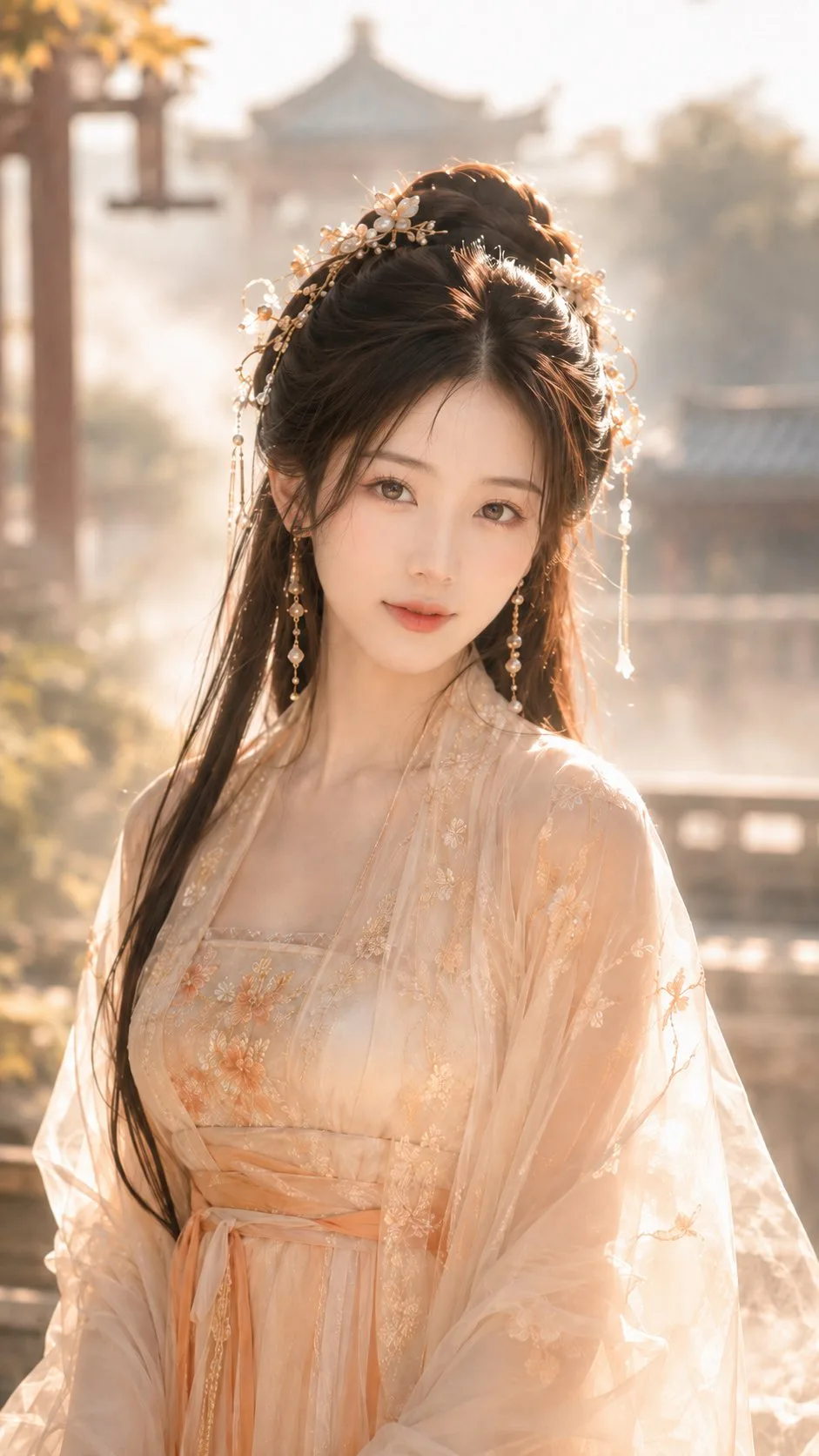 รูปถ่ายนางฟ้าจีนโบราณริมศาลาท่าน้ำ 2