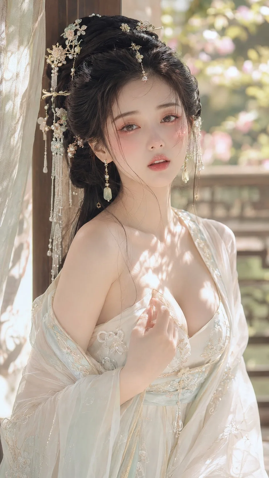 โฉมงามกุลสตรีโบราณ แต่งเงาดอกไม้ฉ่ำวาว 1