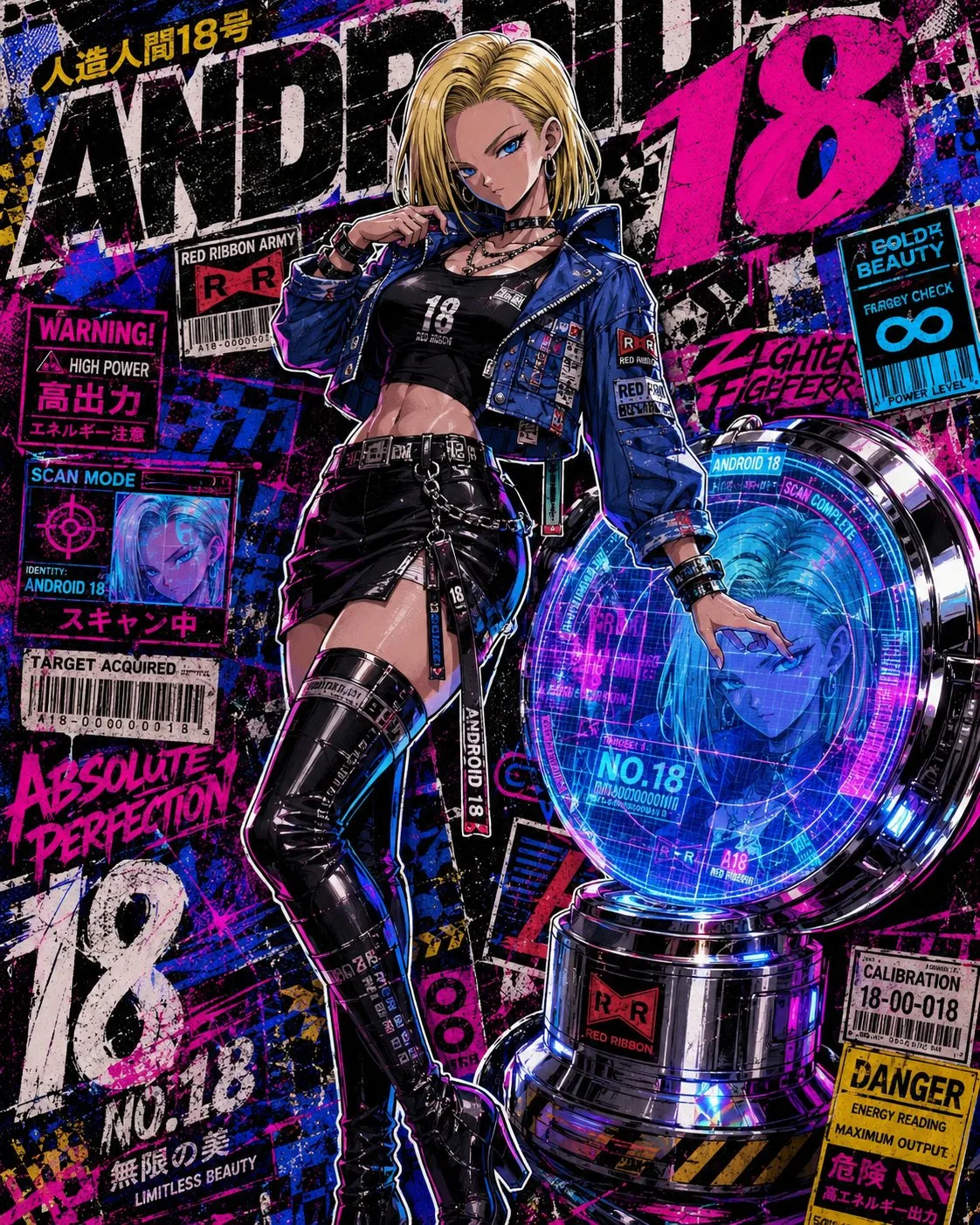 โปสเตอร์การ์ดสะสมไซเบอร์พังก์ Android 18 2
