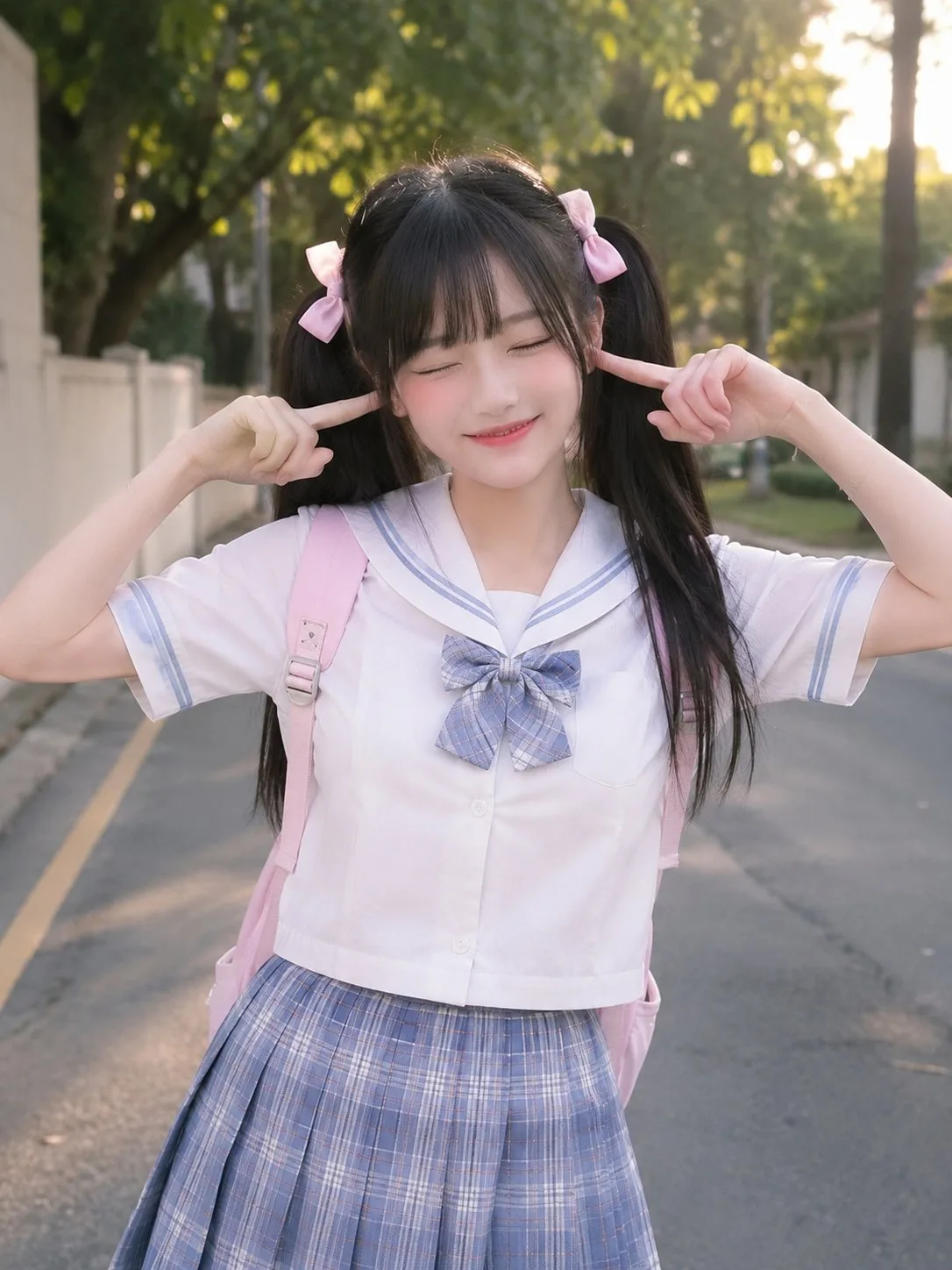 อนิเมะสาวน้อยทวินเทลกลางแจ้งยามอาทิตย์อัสดง 2