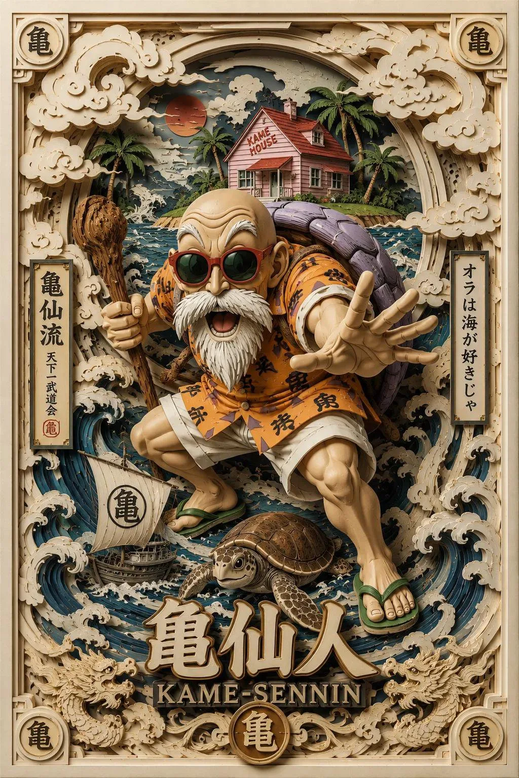 โปสเตอร์ภาพ 3D papercraft โจรสลัดในตำนาน 2