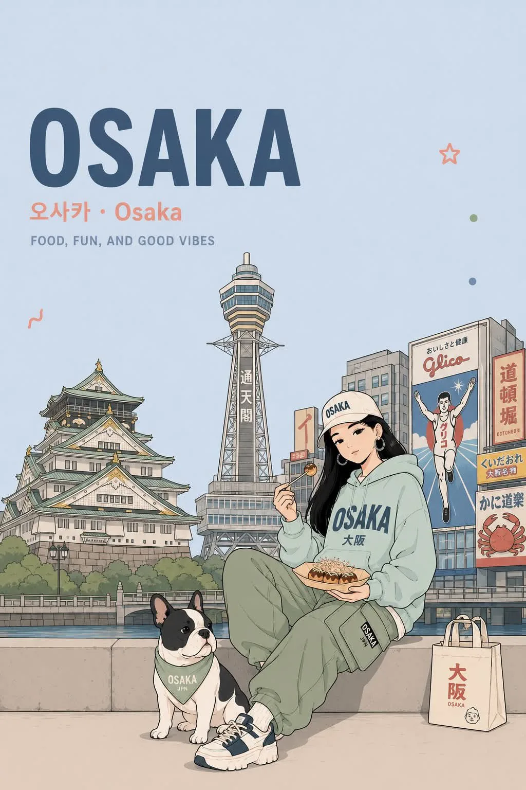 โปสเตอร์เที่ยวเมืองสไตล์อนิเมะสีพาสเทล 1