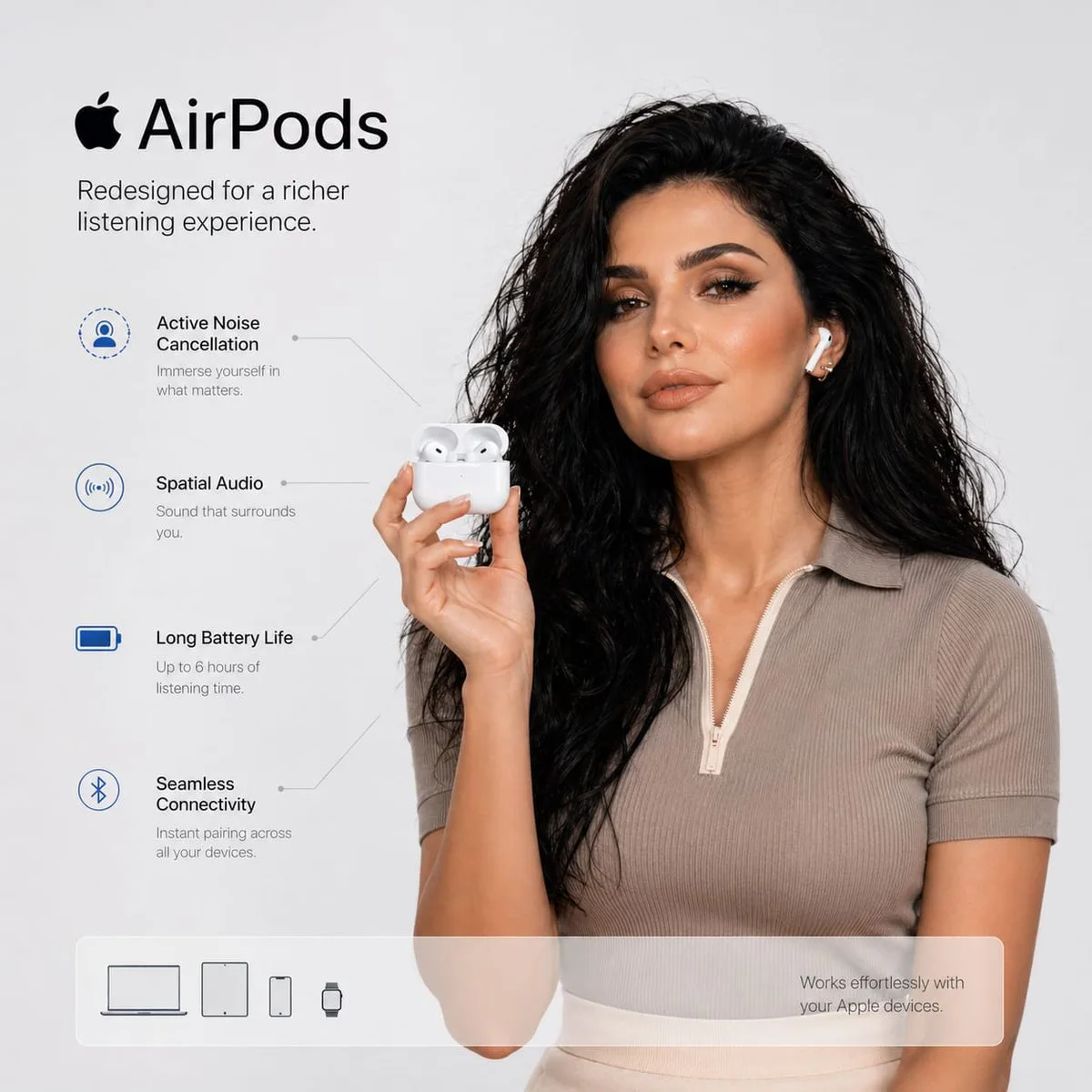 โฆษณาหูฟัง AirPods สไตล์ Apple มินิมอล 1