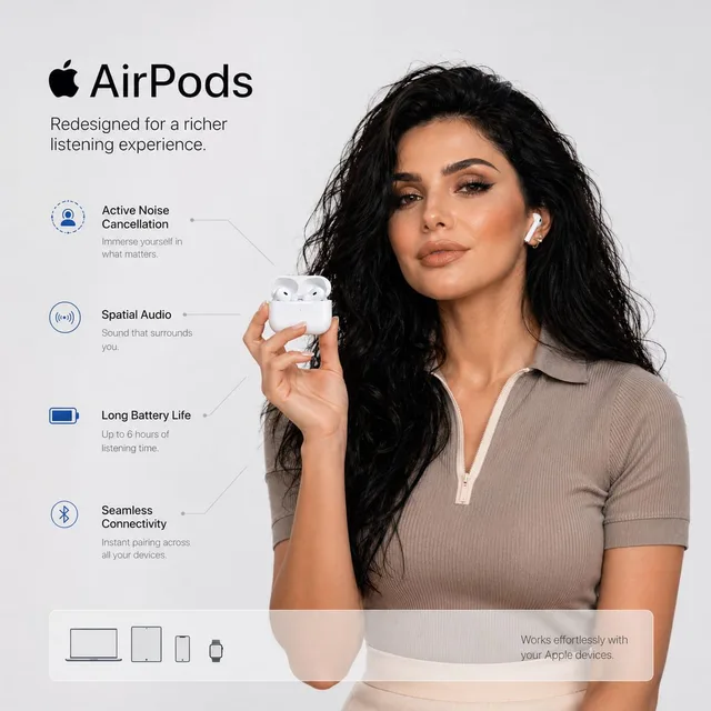 โฆษณาหูฟัง AirPods สไตล์ Apple มินิมอล