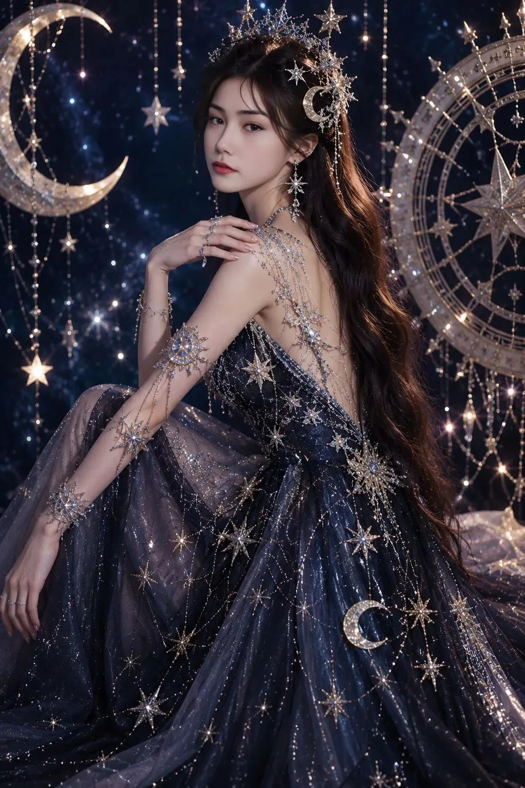 หญิงสาวชาวเอเชียในชุดราตรีกาแล็กซีสุดหรู 2