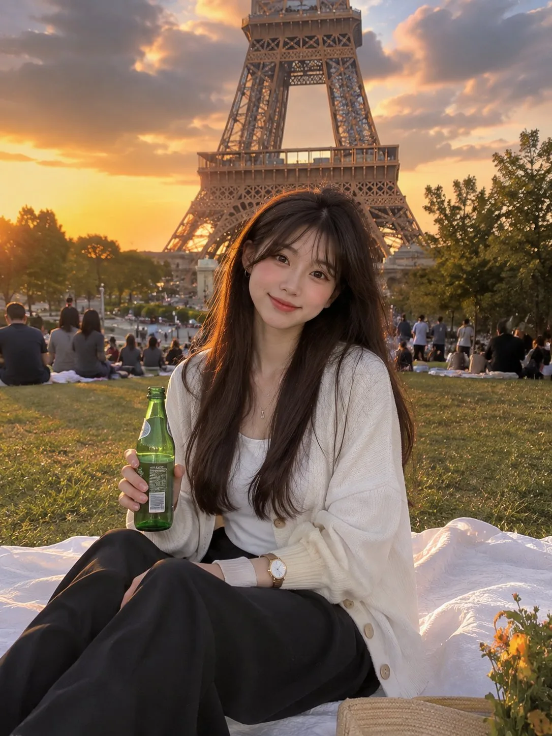 สาวสวยริมหอไอเฟลยามพระอาทิตย์ตกดิน 1