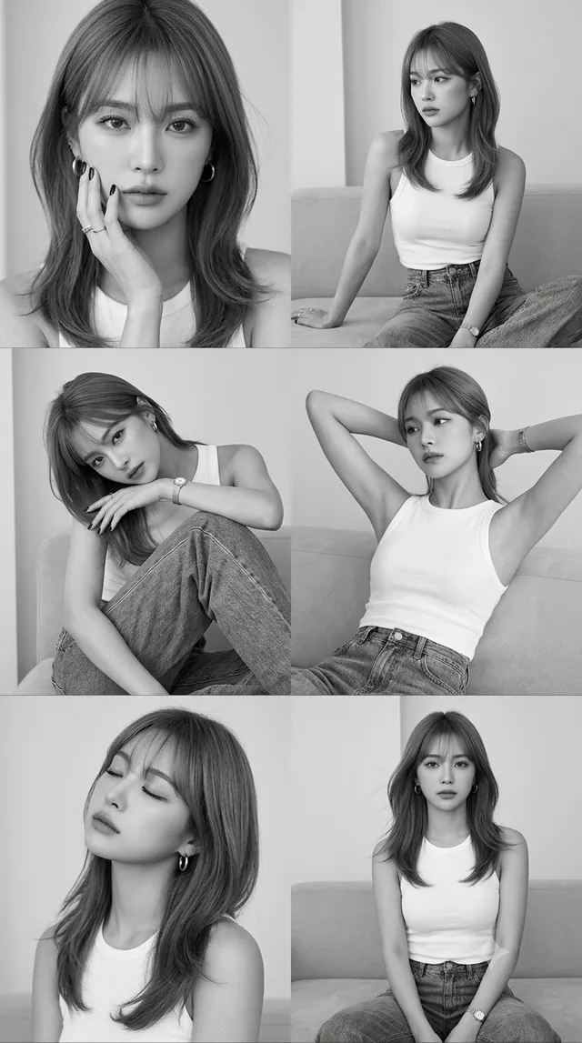 ภาพบุคคลแฟชั่นขาวดำ: คอลลาจ 2x3 สไตล์นิตยสาร