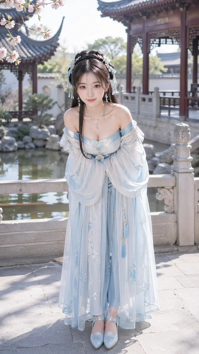 สาวจีนอินฟลูฯ ชุดจูฉวินไหล่เดี่ยวสุดเซ็กซี่ 1
