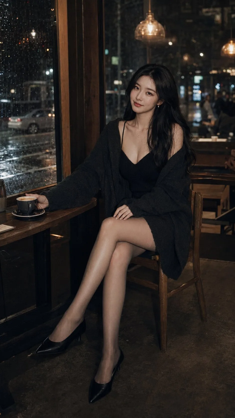 สาวคาเฟ่ยามดึกในโทนดาร์กทอง สไตล์หรูหรา 1