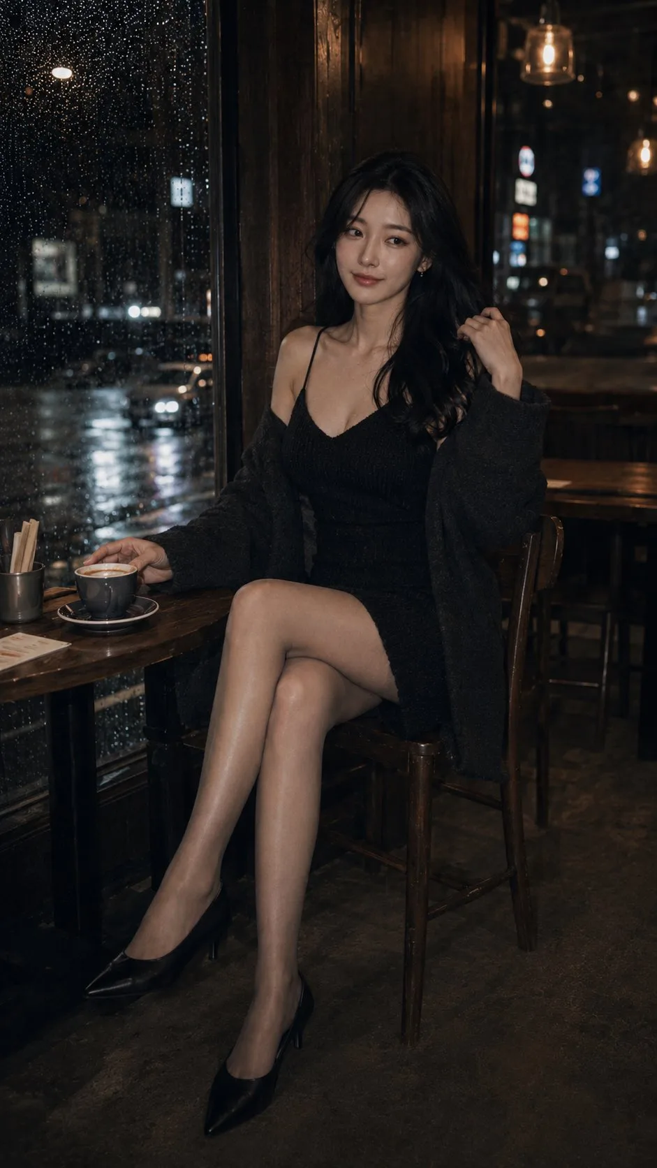 สาวคาเฟ่ยามดึกในโทนดาร์กทอง สไตล์หรูหรา 2
