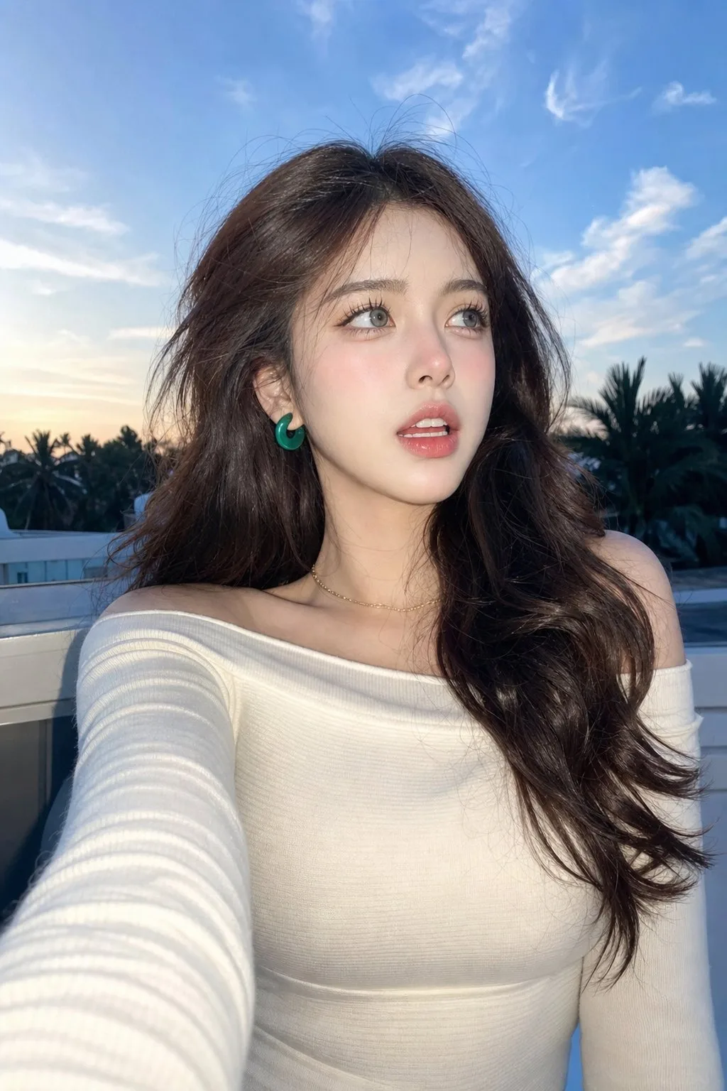 ภาพพอร์เทรตสาวสวยบนดาดฟ้าช่วง Blue Hour 1