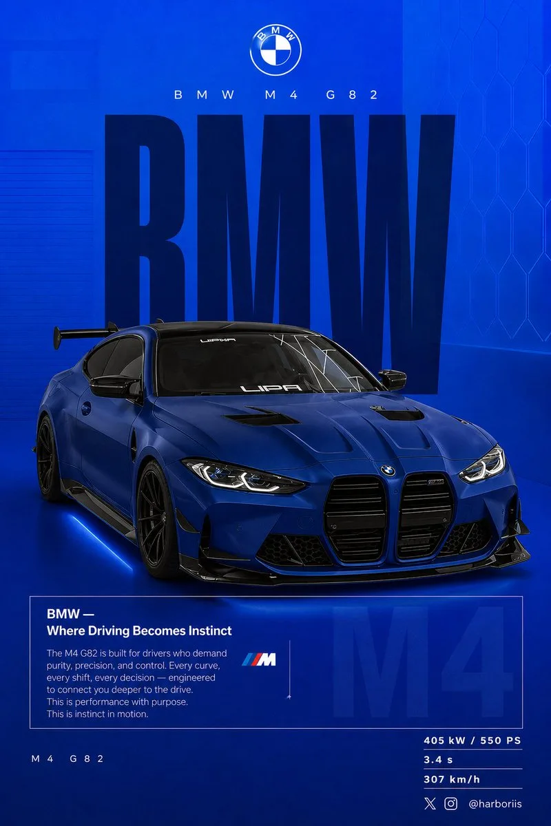 โปสเตอร์ BMW M4 สีน้ำเงินเข้ม 1