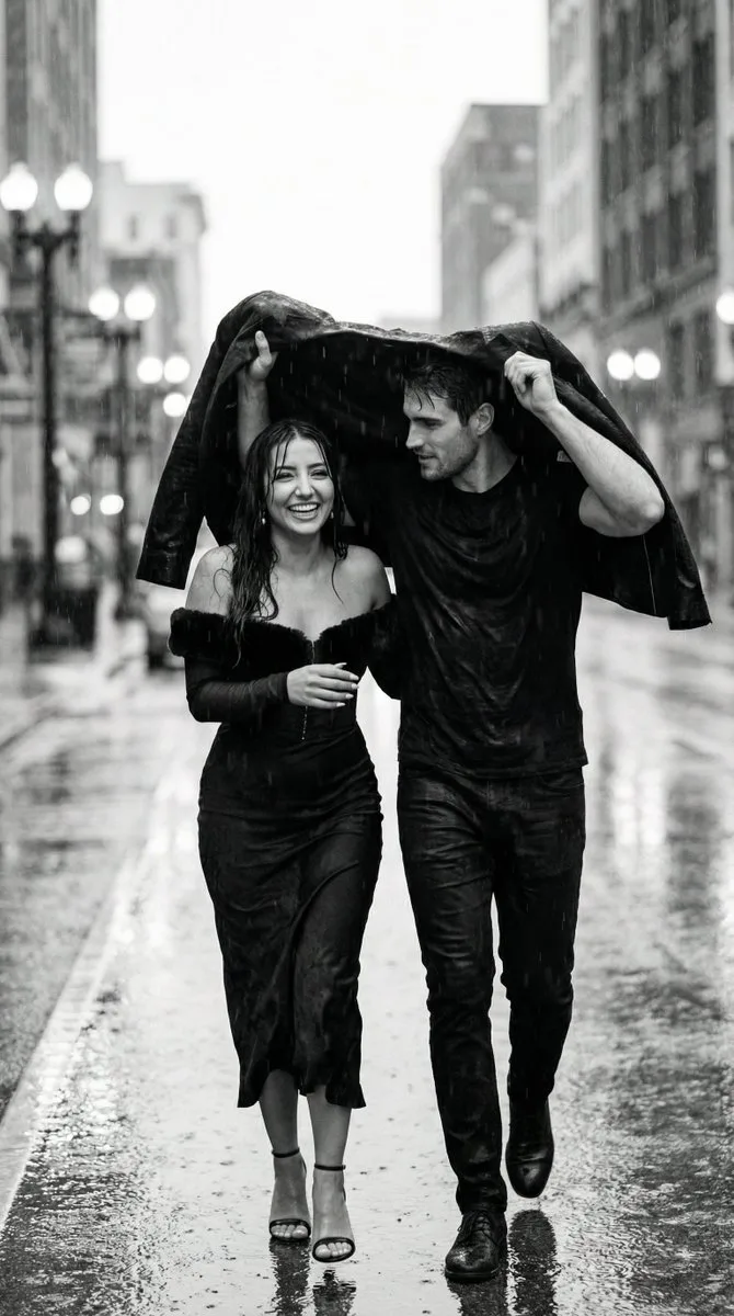 คู่รักกลางพายุฝนขาวดำ: ภาพจริงแนวสารคดี 1