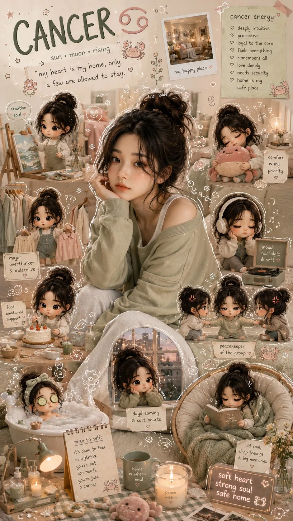 โปสเตอร์สมุดบันทึกสาวราศีกรกฎแสนอบอุ่น 1