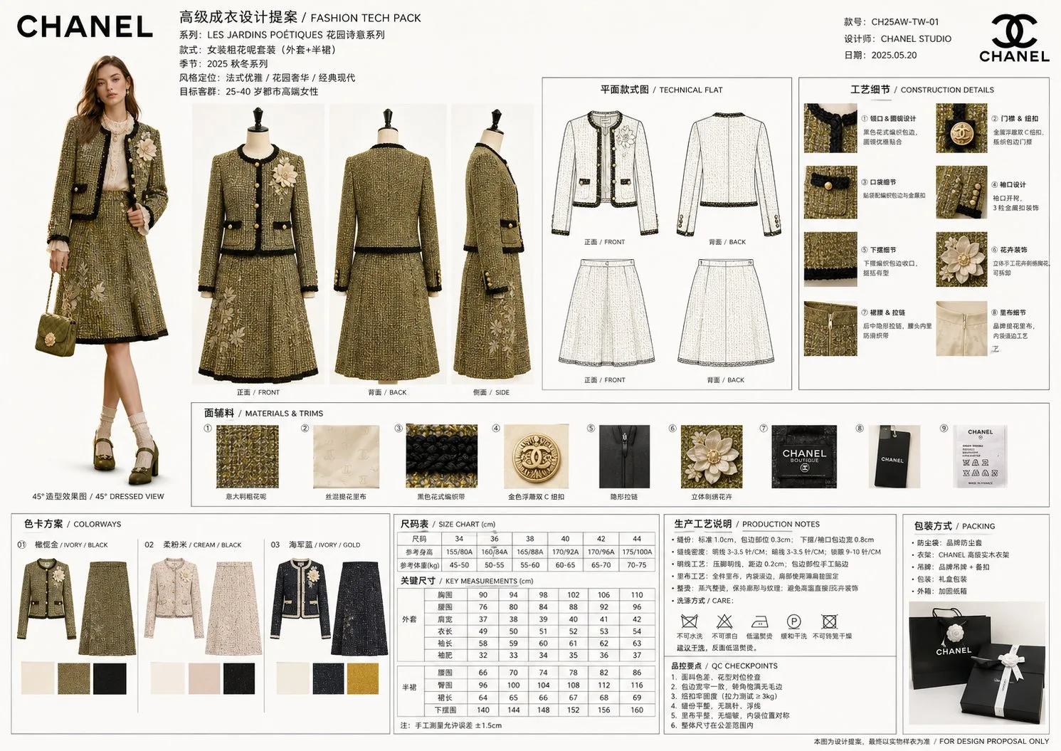 กระดานเสนอการออกแบบแฟชั่นสไตล์ CHANEL ระดับสูง 1