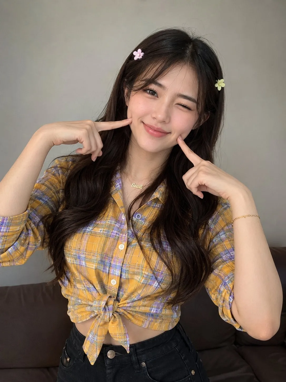 สาวเอเชียยิ้มหวาน แก้มบุ๋ม สไตล์เกาหลี 1