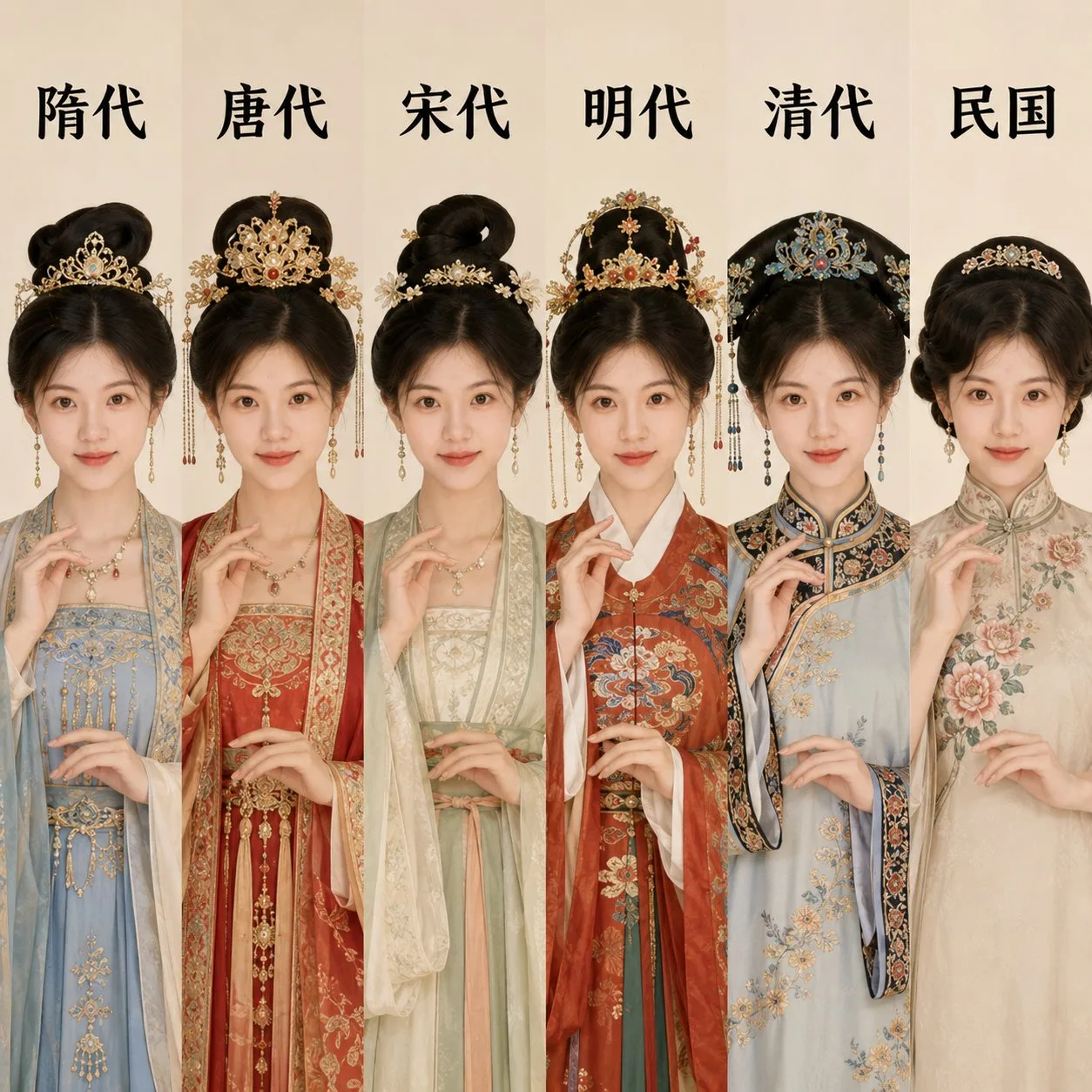 คอลลาจชุดจีนโบราณ 6 ยุค 1