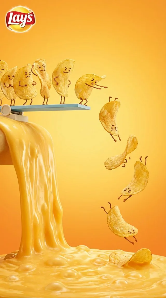 เลย์มันฝรั่งทองคำ กระโดดน้ำในบ่อชีสเยิ้ม