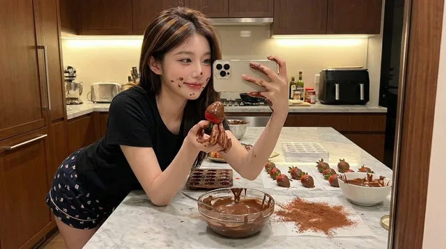 เซลฟี่สาวช่างช็อกโกแลตสุดน่ารัก