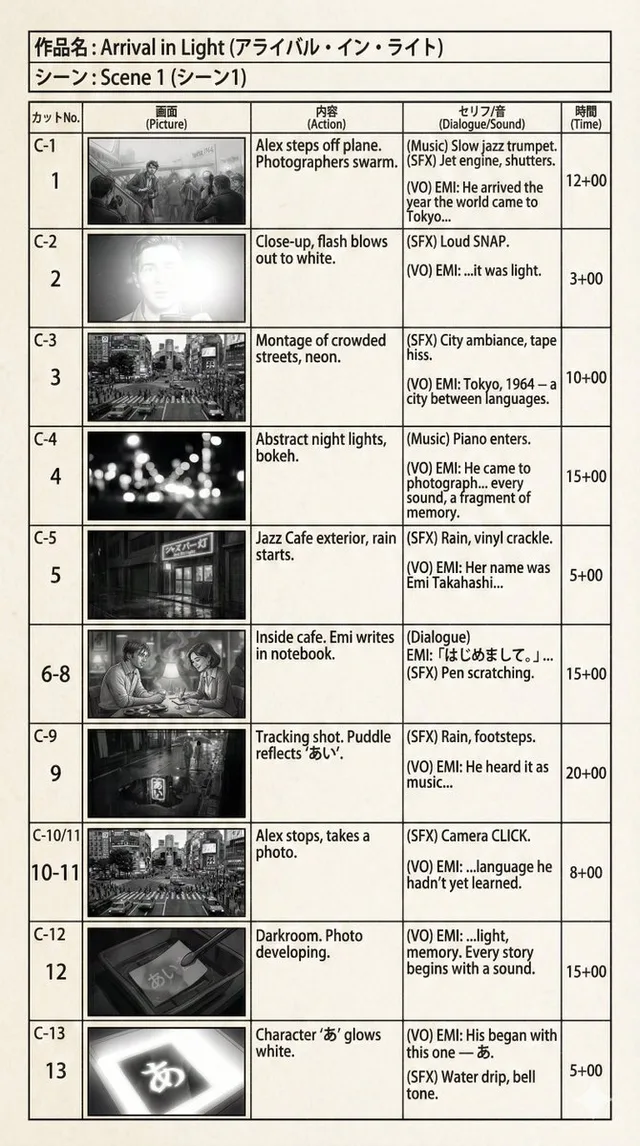 อนิเมะสตอรี่บอร์ดสไตล์ญี่ปุ่น: ภาพยนตร์