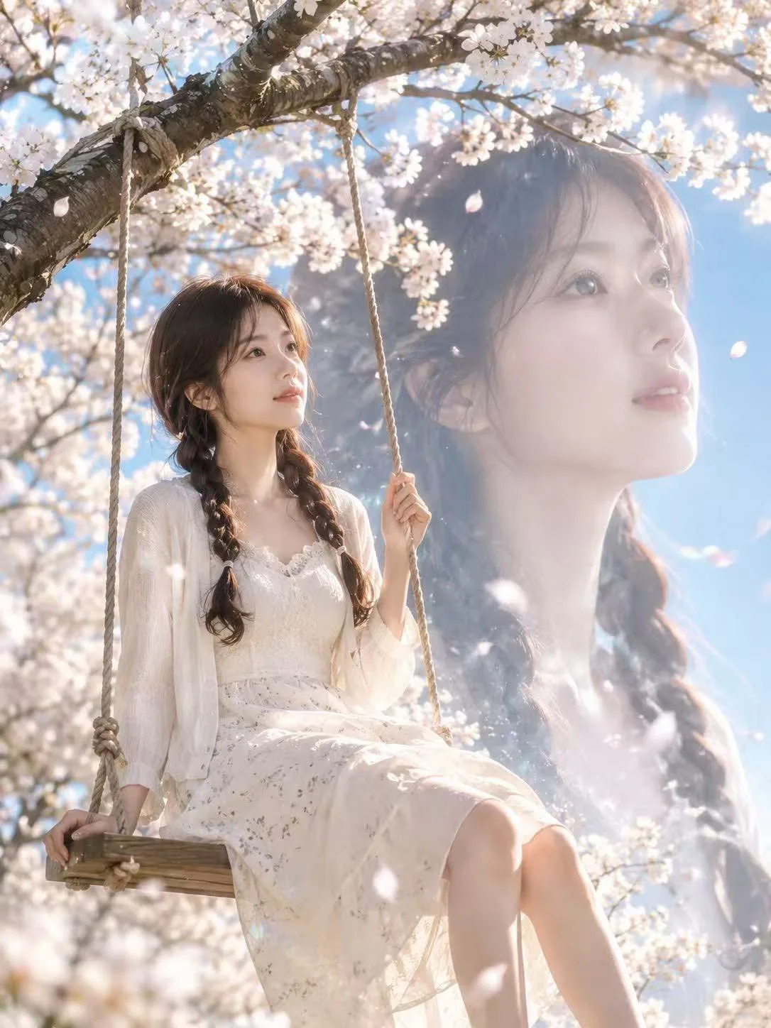 สาวชิงช้าซากุระ สไตล์ภาพยนตร์ double exposure 1
