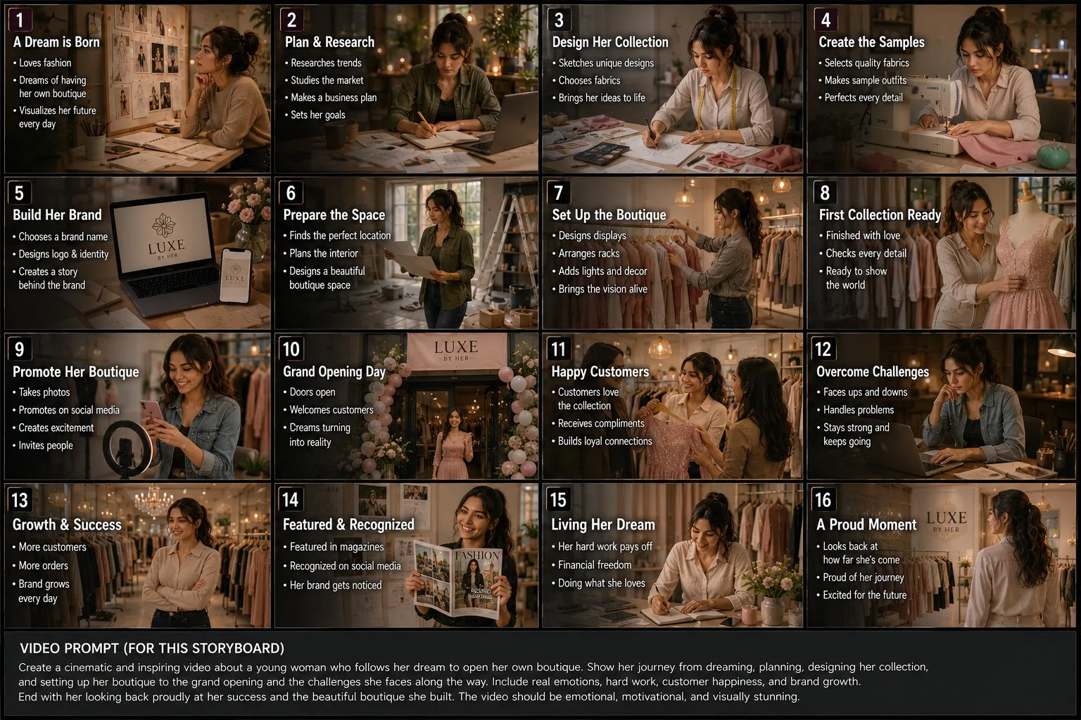 สตอรี่บอร์ด 16 ช่อง: เส้นทางธุรกิจบูติกสไตล์ภาพยนตร์ 1