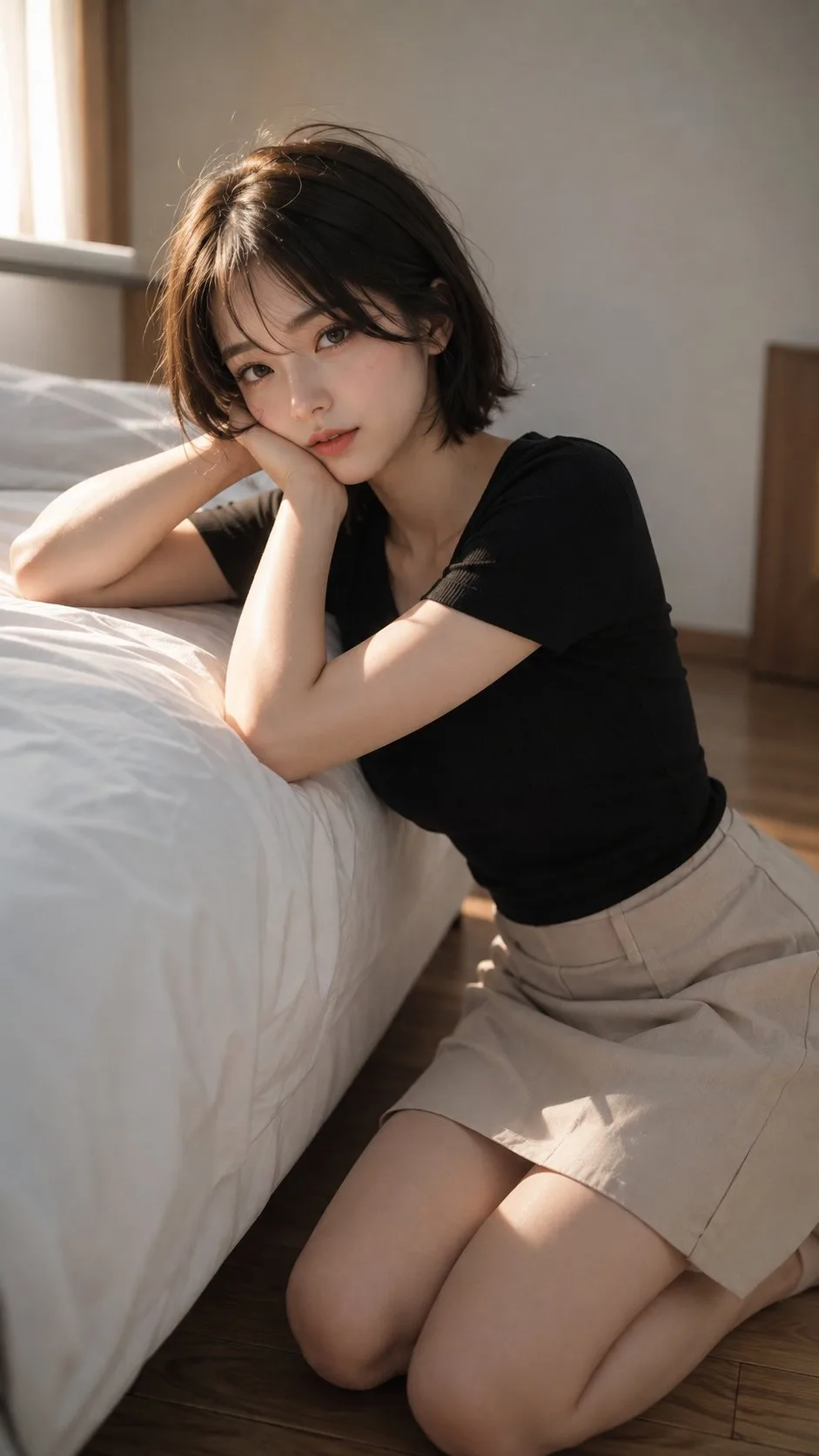 ภาพพอร์เทรตหญิงสาวเอเชียในห้องนอนสไตล์ญี่ปุ่น 1