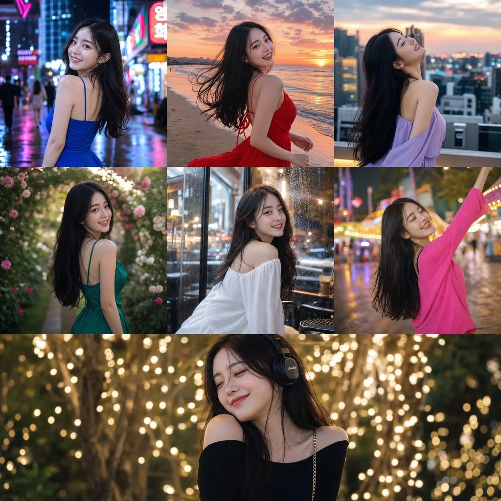 ภาพถ่ายสาวเกาหลีแนวภาพยนตร์: AI พรอมต์ 1