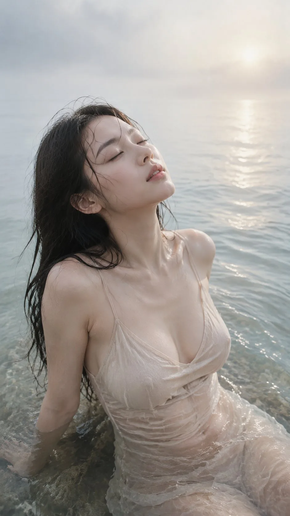 ภาพพอร์เทรตหญิงสาวเอเชียในผิวน้ำ สไตล์ภาพยนตร์ 1