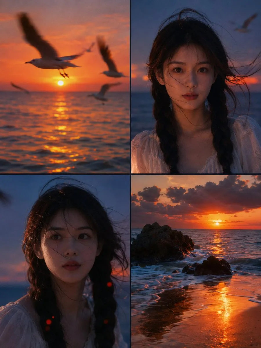 คอลลาจภาพยนตร์ริมทะเล: ฟิล์มวินเทจ, แสงอาทิตย์ตก 1