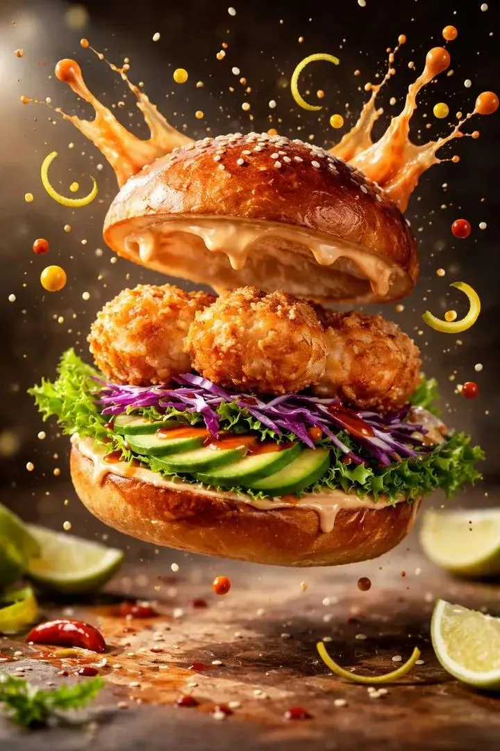 เบอร์เกอร์กุ้งลอยฟ้า ซอสกระเด็น สไตล์ภาพยนตร์ 1