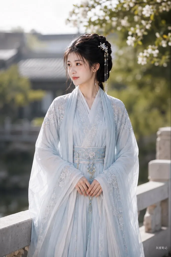 หญิงสาวจีนโบราณในสวนเจียงหนาน สไตล์ภาพยนตร์ 1