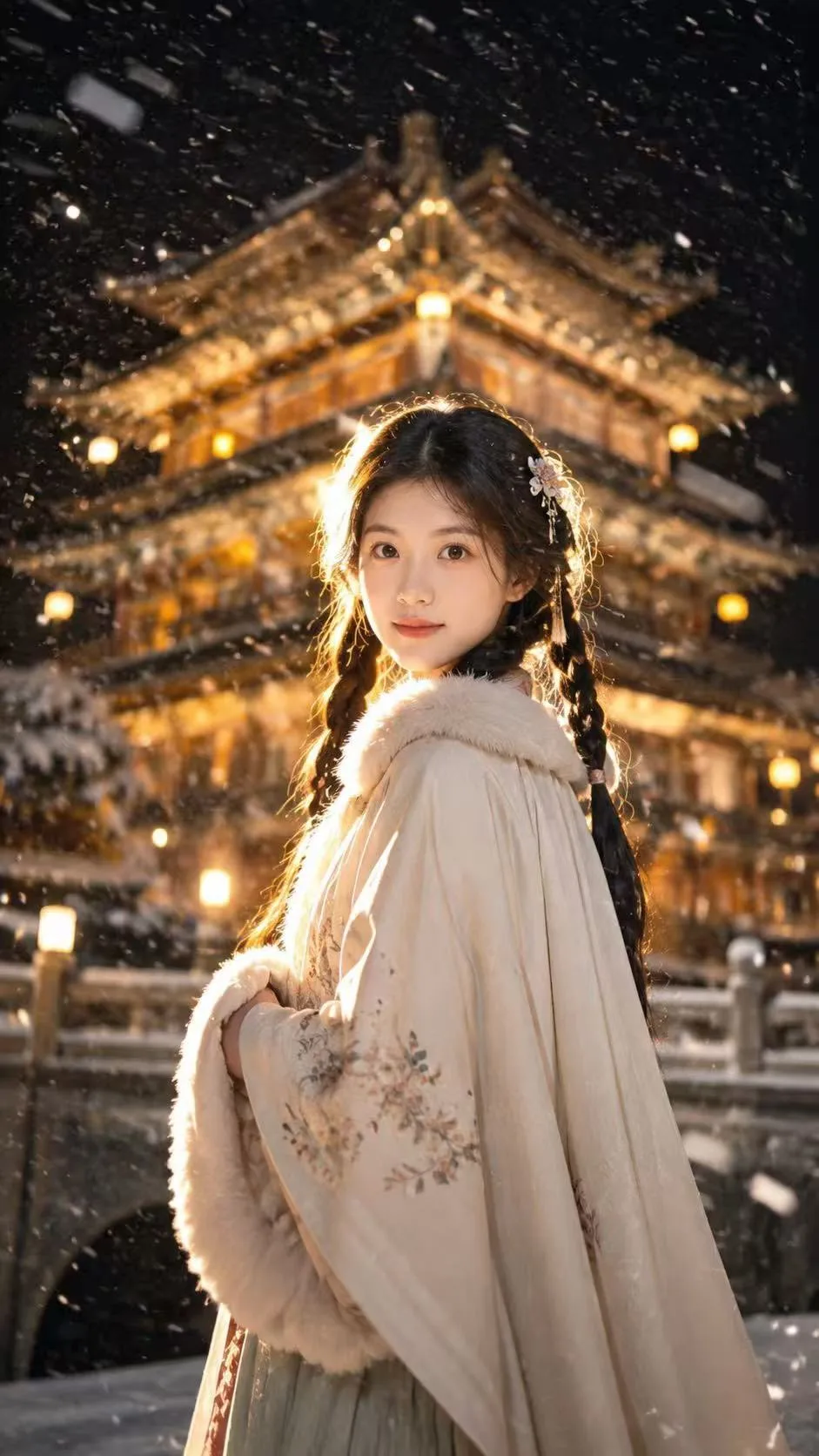 บุคคลโบราณเอเชียตะวันออกในคืนหิมะตก สไตล์ภาพยนตร์ 1