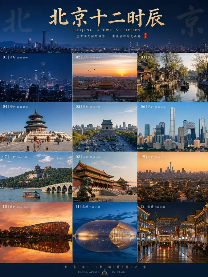 ภาพปะติด 12 ช่วงเวลาเมือง: โปสเตอร์แนวตั้ง 1