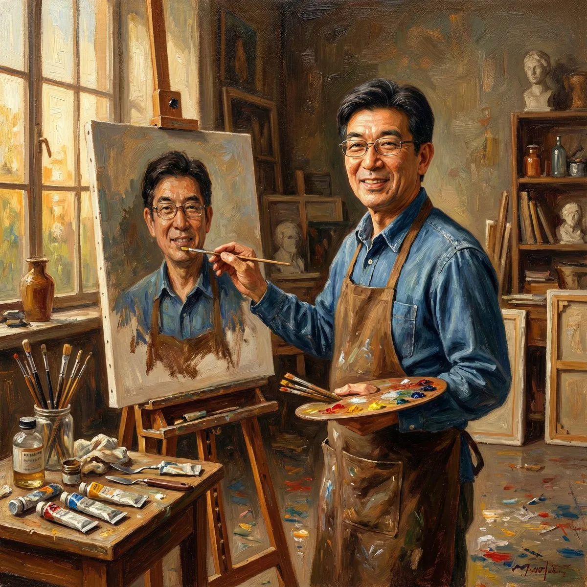 คู่หูมนุษย์กรรไกร: ภาพสีน้ำมันคลาสสิกกับแสงนีออนไซเบอร์ 1