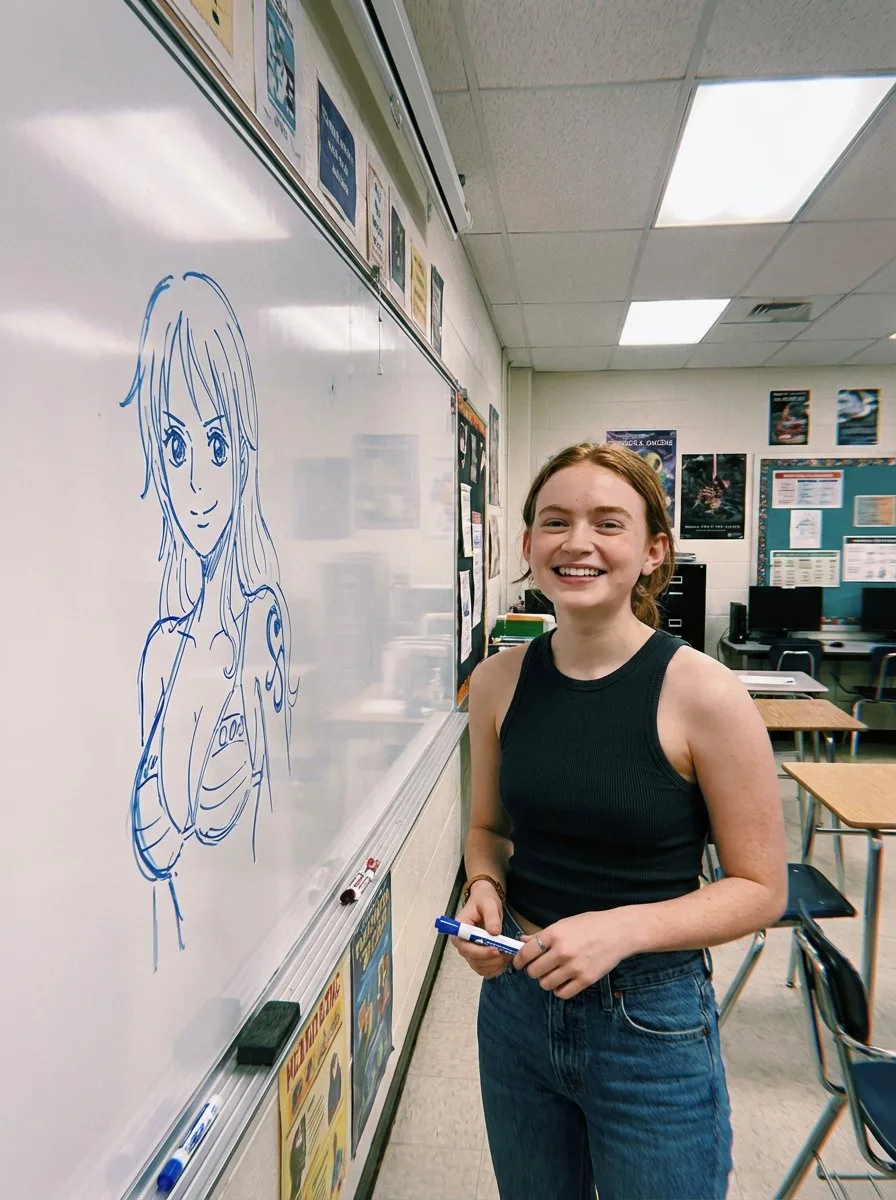 เบื้องหลังห้องเรียน: Sadie Sink กับภาพสเก็ตช์นามิบนกระดาน 1