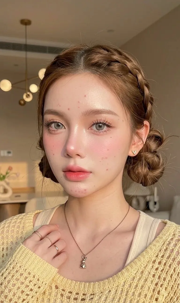สาวหวานชุดไหมพรมสีครีม โพสท่าน่ารัก 1